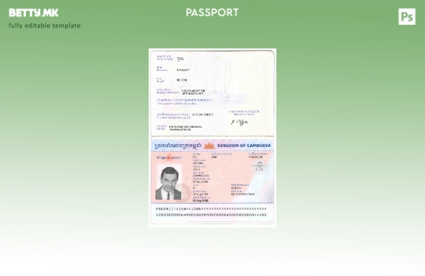 Шаблон за пасош на Камбоџа во модерен стил